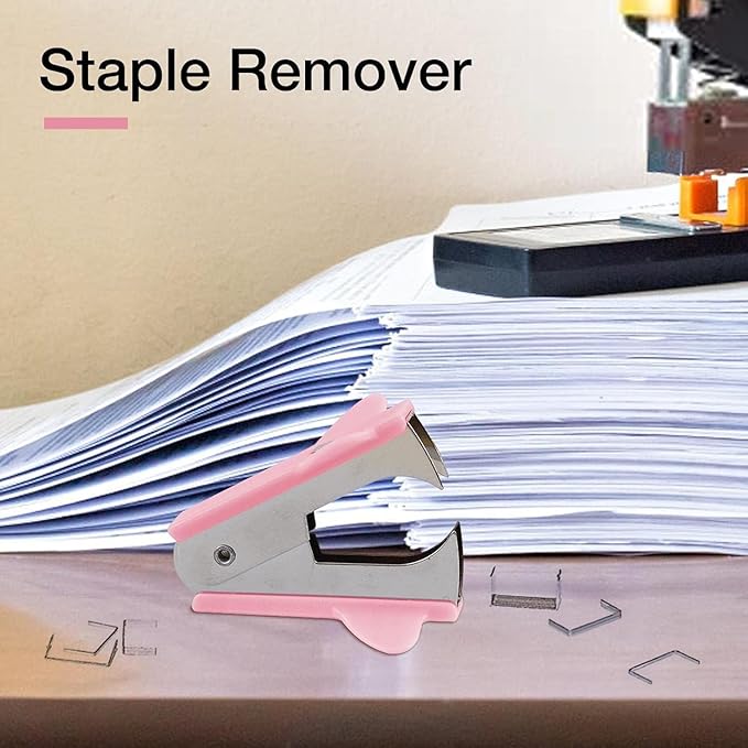 Pink Staple Remover Tool with Non-Slip Handle, Professional Grade for School, Office, Home Use, Stapler Removals Puller Tool