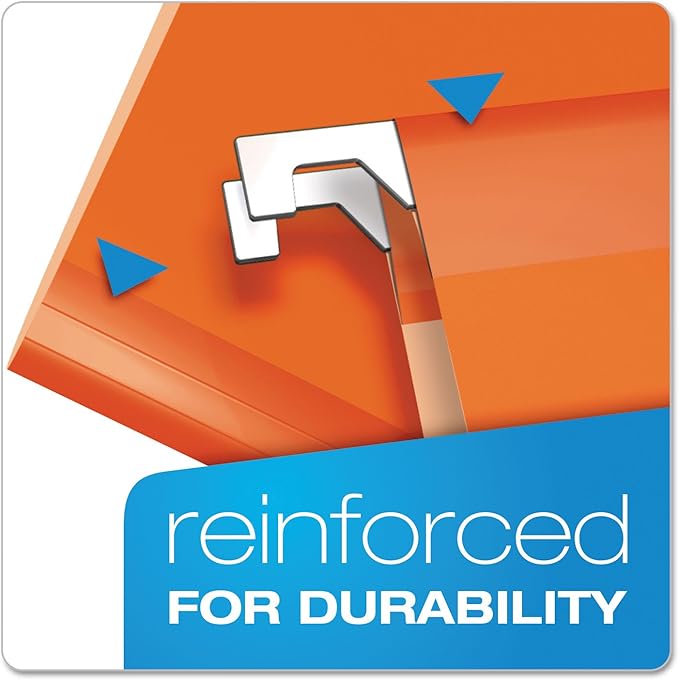 Pendaflex Reinforced Hanging File Folders, Letter Size, Orange, 1/5 Cut, 25/BX (4152 1/5 ORA)