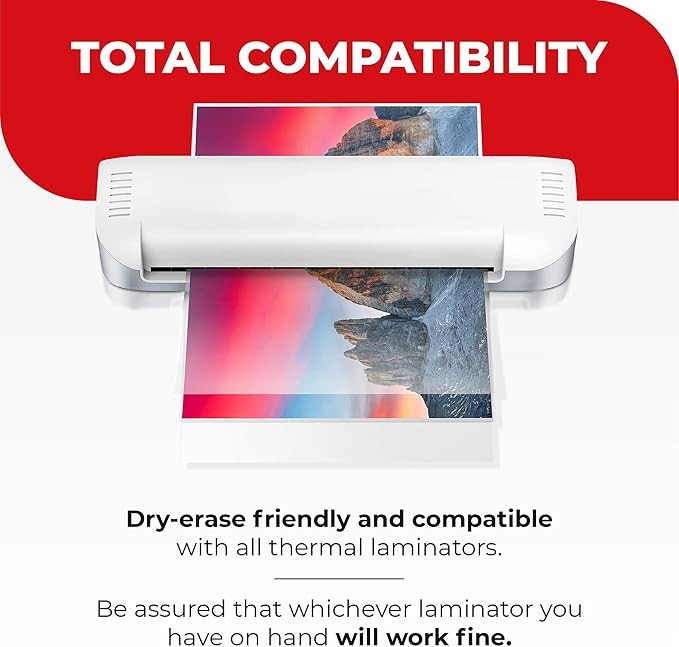 5MIL Thermal Laminating Sheets (500 Count) 9x11.5 inch, Letter Size Dry-Erase Friendly Laminating Pouches, Compatible with Laminators, Crystal Clear Laminated Finish