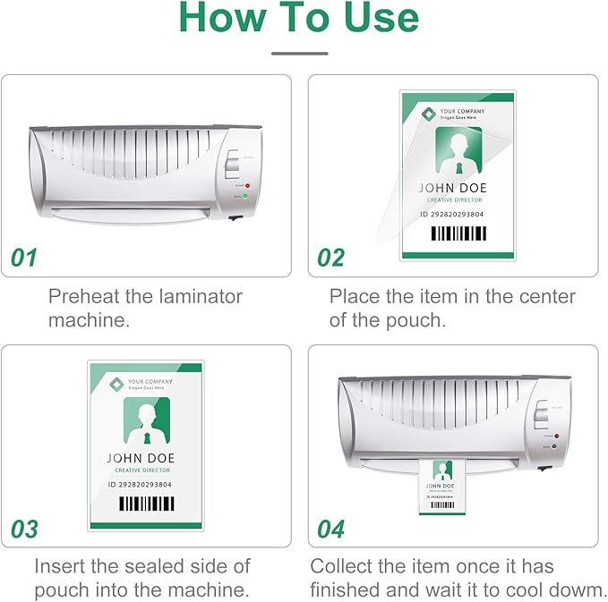 Outus Thermal Laminating Pouches Clear Laminator Pouches, 9 x 11.5, 5 x 7, 4 x 6, 2.2 x 3.7 Inches (200)