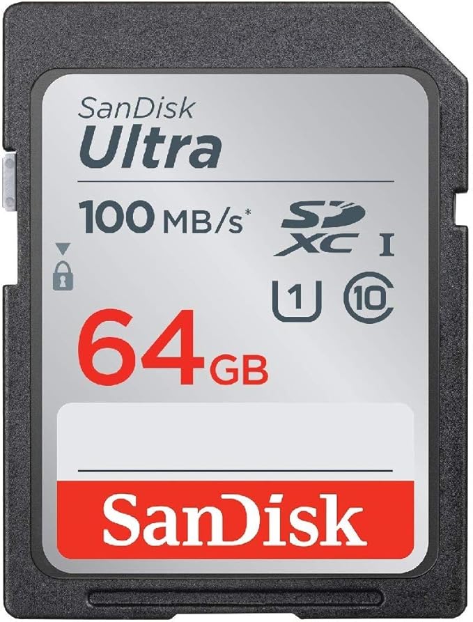 SanDisk 64GB SD Ultra Memory Card SDXC for Sony Cybershot Black/Silver 20.1 MP, DSCW800 Digital Camera (SDSDUNR-064G-GN6IN) Bundle with (1) Everything But Stromboli Memory Card Reader