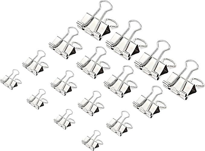 130 Pack Silver Binder Clips Assorted Sizes, Large Medium Small Mini 4 Sizes Mix, Paper Clamps Metal Paper Clips Set for Office School Home Business Supplies
