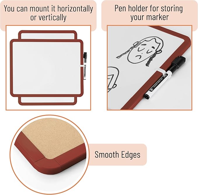Mr. Pen- Dry Erase Board, 14” x 11” with a Black Dry Erase Marker, Small Mini White Board for Students