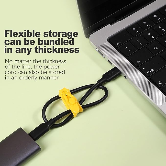 CoguZed 30Pcs Silicone Cable Ties, Reusable Cable Management Organizer, Multipurpose Elastic Cord Organizer for Bundling and Fastening Cables, Wires, Charger, Home, Office, Kitchen, School (5 Colors)
