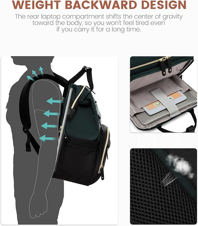 LOVEVOOK Laptop Backpack for Women, 15.6'' Waterproof Nurse Bag Teacher Work Backpack Purse for Women, Travel Computer Backpack for College Office Business Ladies