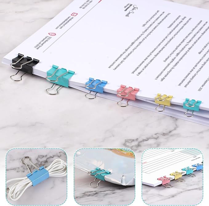 Utron 360PCS Paperclips and Binder Clips Set, Assorted Size Clips Office Supplies in Container with Compartments, Colorful Office Paper Clips for Office and School Supplies, Document Organizing