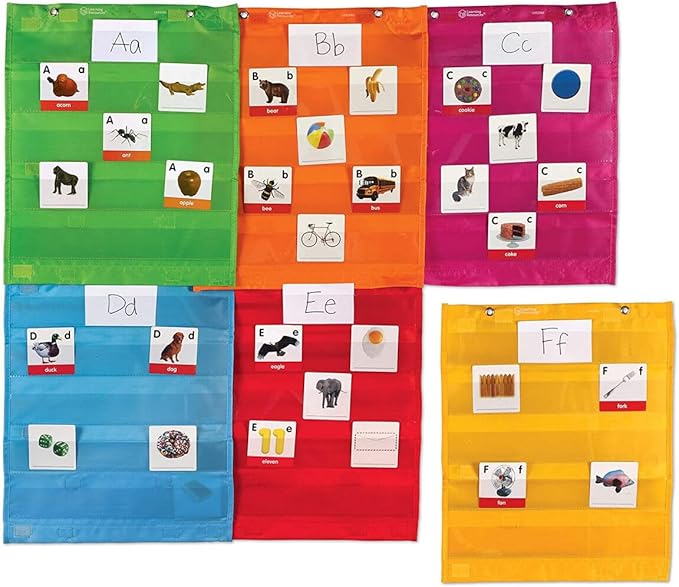Learning Resources Magnetic Pocket Chart Squares, Set of 6 - Organization Center Pocket Chart for Classroom, Charts for Classroom, Magnetic Sentence Strip Pockets for Teachers