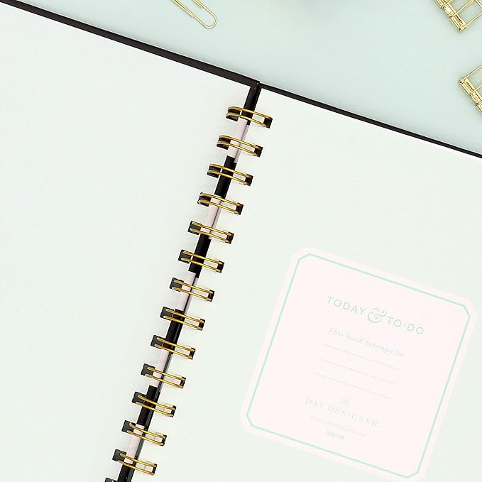 Blue Sky Day Designer for Today To-Do Notebook, 160 Ruled Pages, Twin-Wire Binding, Hardcover, 5.75'' x 8.5'', Black Stripe