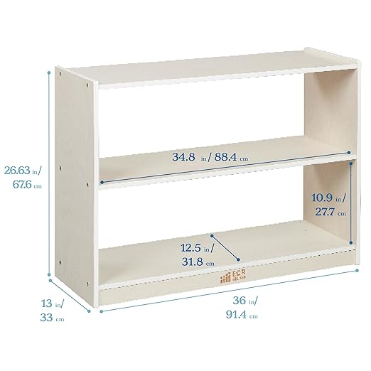 ECR4Kids 2-Shelf Mobile Island Storage Cabinet, Classroom Furniture, White Wash