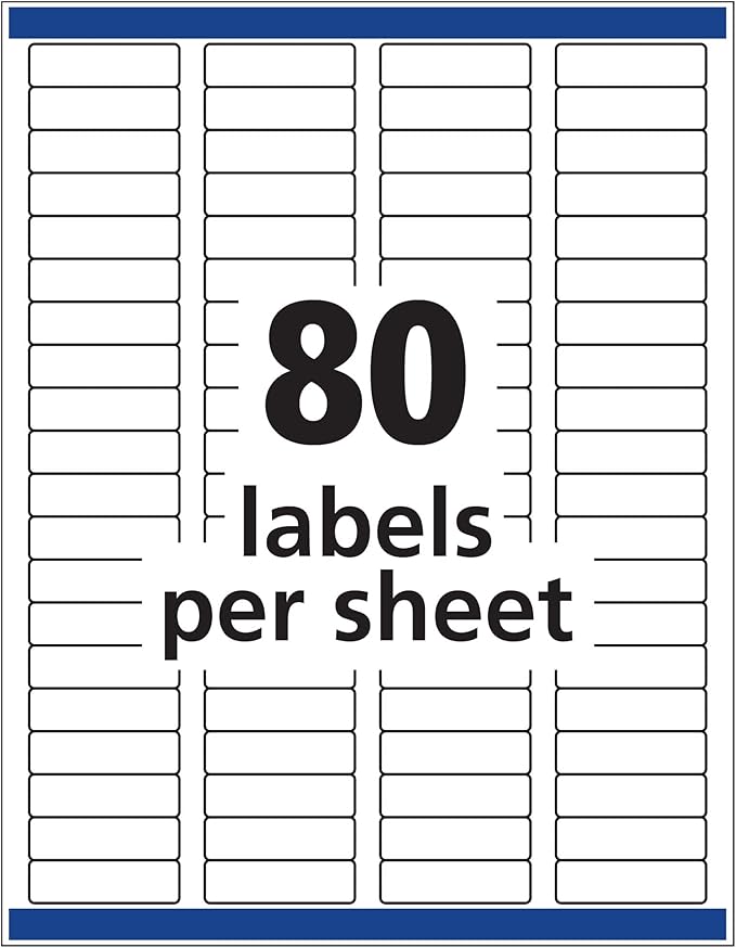 Avery Removable ID Labels, Sure Feed, Removable Adhesive, 0.5" x 1.75", 2,000 Labels (6467)