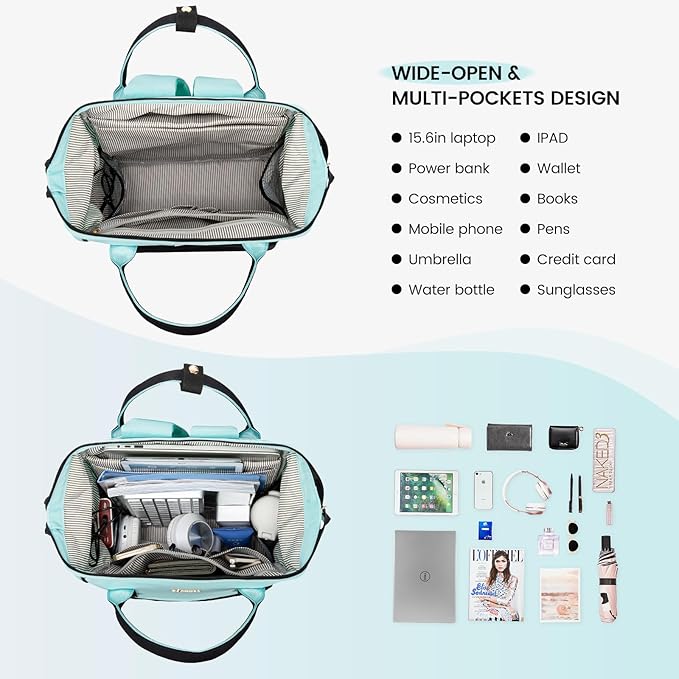 LOVEVOOK Laptop Backpack for Women,15.6 Inch Work Teacher Nurse Bag,Business Computer Backpack Purse with USB Port,Stylish Casual Daypack for Travel