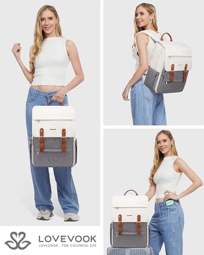 LOVEVOOK Travel Laptop Backpack Purse for Women Fashion Vintage Computer Backpack 15.6 Inch Large Teacher Nurse Backpack Casual Daypack for Business Work College