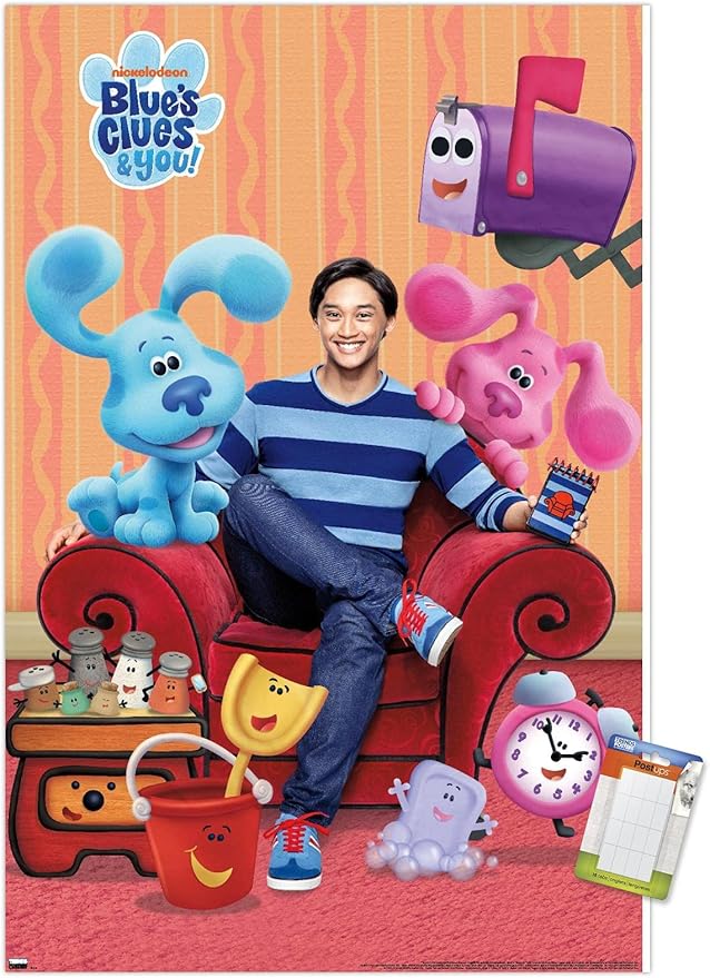 Nickelodeon Blue's Clues - Group Wall Poster, 34L" x 22.4W", Premium Poster & Mount Bundle