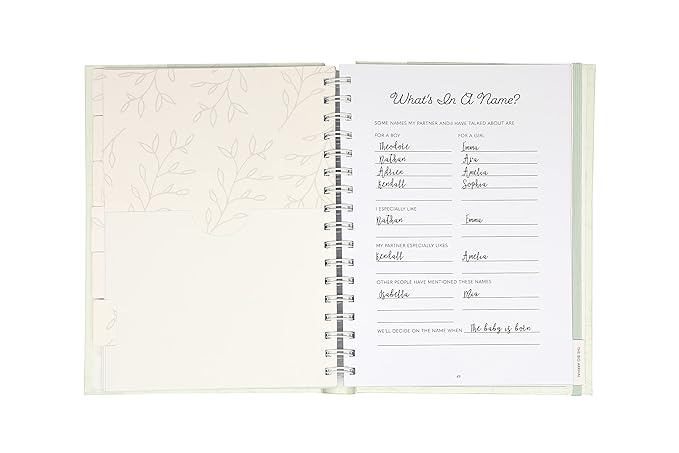 Pearhead My Pregnancy Journal, Keepsake Pregnancy Memory Book with Sonogram Photo Insert, Pregnant Trimester Milestone Tracker Notebook, Expecting Mom Gift, Sage Green Leaf