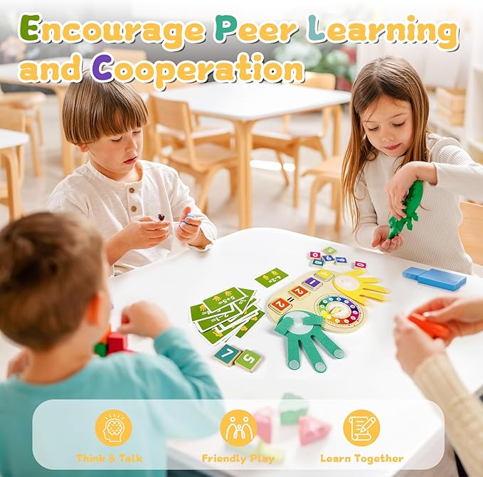 Toddler Learning Toys 3-5, Educational Games with Visual Timer for Kids 5-7, Montessori Number Counting Toys, Math Manipulatives, Preschool Kindergarten School Supplies, Birthday Gifts for 2 3 4 5 6 7