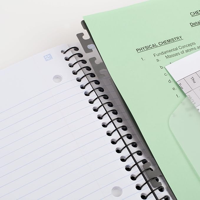 Five Star Advance Spiral Notebook + Study App, 5 Subject, College Ruled Paper, 8-1/2" x 11", 200 Sheets, Spiral Guard, Movable Tabbed Dividers, Pacific Blue (73150)