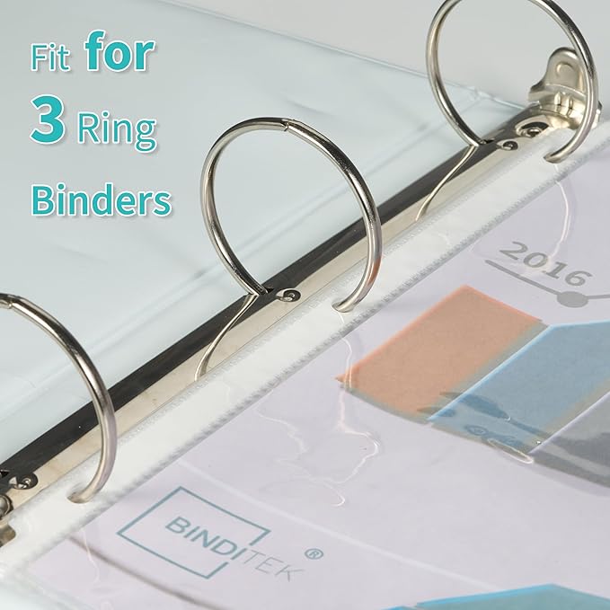 Binditek 48 Pack Heavyduty Clear Sheet Protectors with 8 Tabs, 45 Sheets Capacity, 8.5 x 11 inch Plastic Dividers for 3 Ring Binder, Insertable Index Divider, Letter Size, 6 Set, Label Sticker
