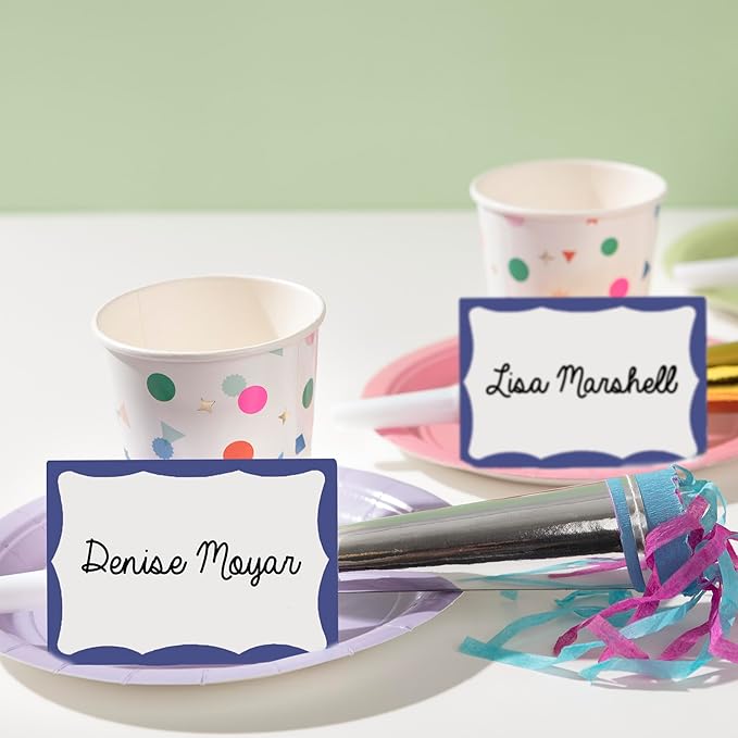 Avery Customizable Name Tags, 2-1/3" x 3-3/8", White with Blue Border, 100 Removable Name Badges (05144)