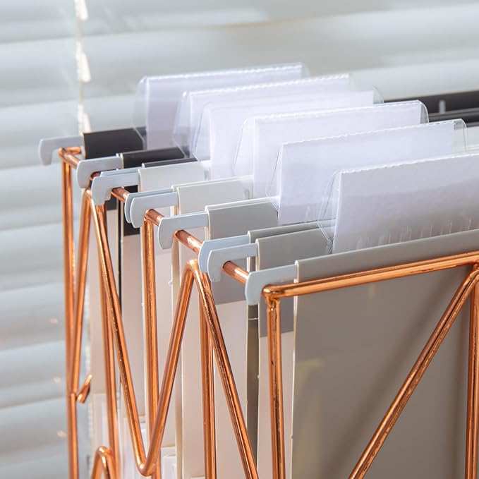 Y YOMA Letter Size - 24 Pack Extra Capacity Hanging File Folders Accordion Decorative Reinforced File Folder Cute Colored Expandable Folder for Office Home with 1/5-Cut Adjustable Tabs, Ash Grey