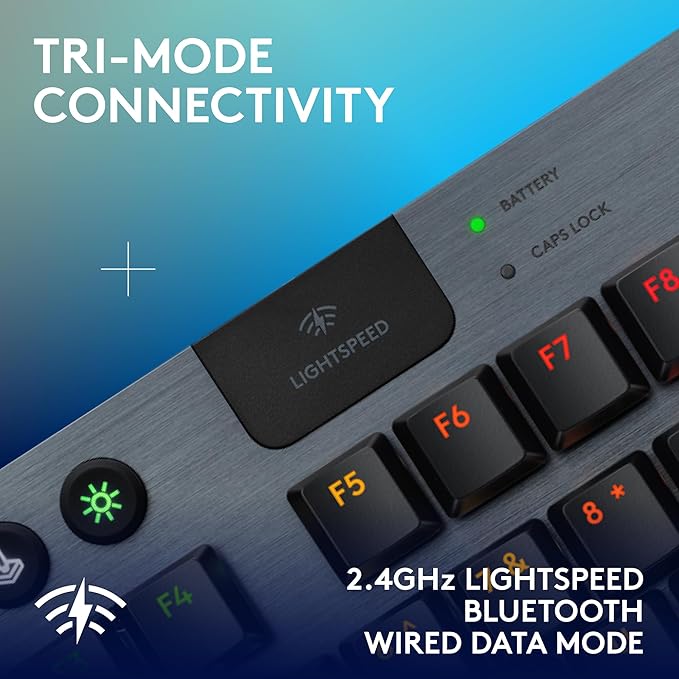 Logitech G915 X Lightspeed TKL Low-Profile Wireless Gaming Keyboard, Double-Shot PBT Keycaps, Fully Programmable Keys, RGB Backlighting, Sleek Aluminum Finishing, GL Red Linear - PC/Mac - Black