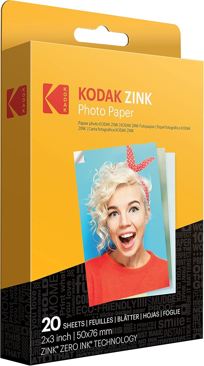 Kodak Printomatic Full-Color Instant Print Camera Starter Bundle + Carrying Case + Zink 20pk Photo Paper - Colorful Photos On 2x3 Sticky-Back Paper - Fun Gift for Birthday Christmas Holiday - Blue