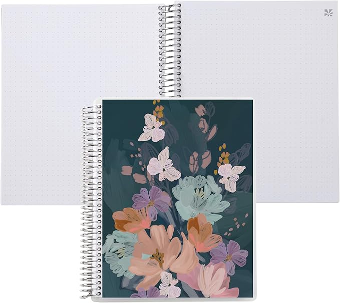 Erin Condren Dot Grid 7x9 Bold Blooms Cover Notebook Spiral Bound Journal for Writing, and Note Taking, Premium Paper, Stylish Floral Cover, Perfect for School, Office, and Creative Planning