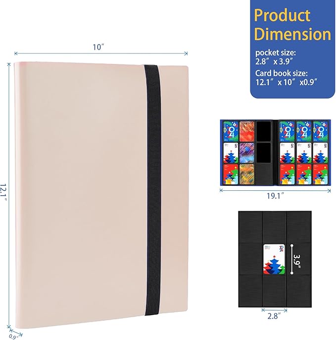 Trading Card Binder 9 Pocket, Premium Card Book for 360 Cards,Sturdy Card Album for Collectible Cards,Side-Loading Card Collection Folder for TCG, MTG,Other Game Cards, Sport Cards,(Pink-1)