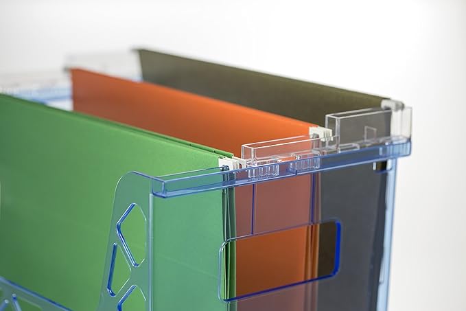 Officemate Blue Glacier Desktop File Organizer, 1 Section, Letter-Size, 8.63" Long, Translucent Blue