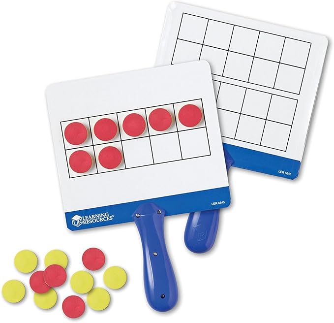 Learning Resources Magnetic Ten-Frame Answer Boards - Set of 4 with 100 Colorful counters/Discs, Ages 5+ | Grades K+ Giant Magnetic Ten Frame Boards Set