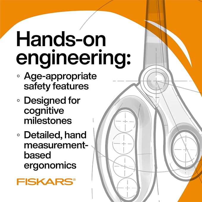 Fiskars 5" SoftGrip Blunt-Tip Scissors for Kids Ages 4-7 (3-Pack), Scissors for School or Crafting, Back to School Supplies, Blue, Purple, and Pink Designs