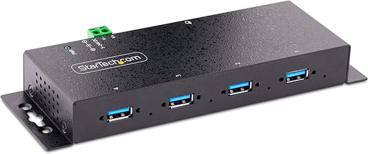 StarTech.com 4-Port Industrial USB 3.0 5Gbps Hub, Rugged USB Hub with ESD Protection, DIN/Wall/Desk Mountable USB-A Hub, USB Expander w/Locking Ports, Heavy Duty - TAA