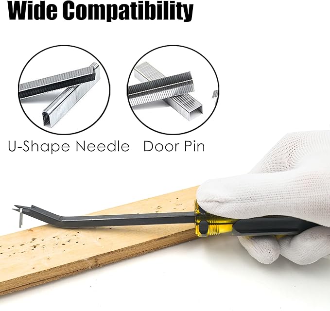 Heavy Duty Staple Remover with Double Pronged Head, Tack Puller Industrial Staple Remover Upholstery Tool for Furniture Floor Carpet Carton, 2 Pack