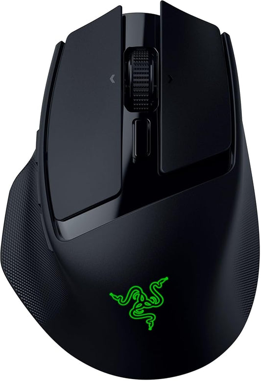 Razer Basilisk Mobile Portable Ergonomic Wireless Gaming Mouse: 10 Programmable Controls HyperScroll - Optical Switches Gen-3 - Long Battery Life - AI Prompt - 2.4 GHz, Bluetooth, USB C