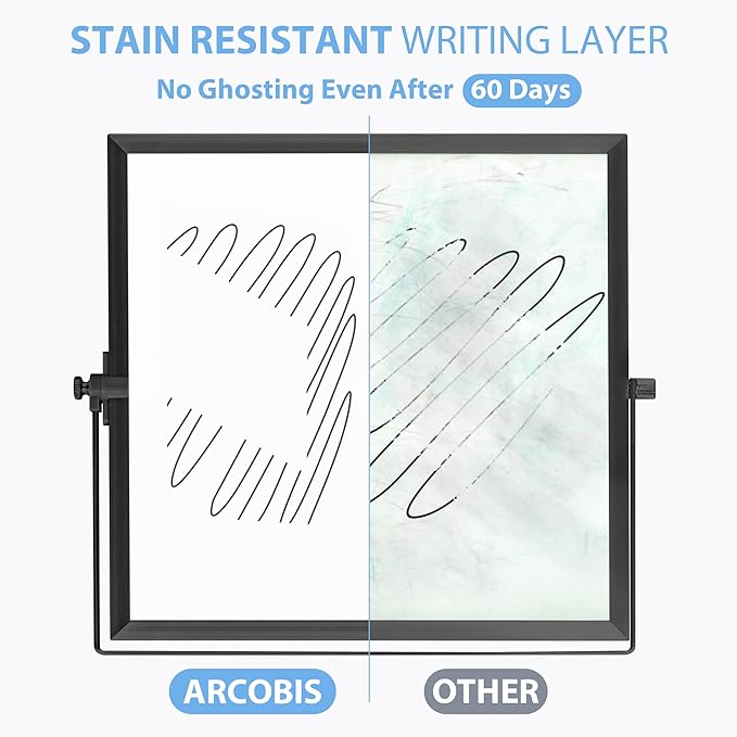ARCOBIS Small WhiteBoard with Stand 10" X 10", Magnetic Double-Sided Dry Erase White Board Easel for Desk Students Home Office,Black