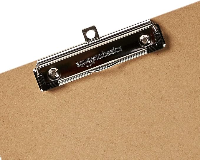 Amazon Basics Hardboard Office Clipboard, Letter Size, 9" x 12.5", Brown, 30-Pack
