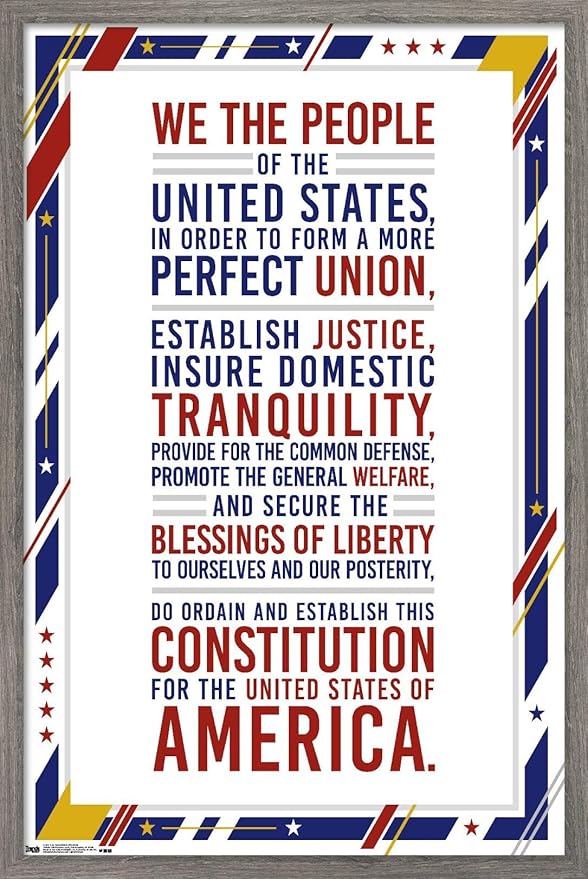 Trends International The United States Of America - Constitution Preamble Wall Poster, 22.375" x 34", Barnwood Framed Version