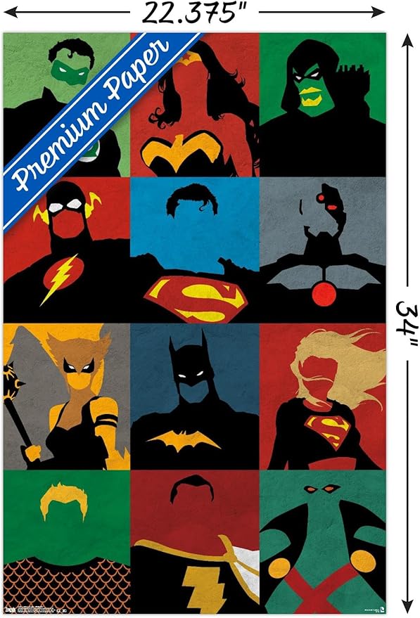 Trends International DC Comics - Justice League - Minimalist Wall Poster, 22.375" x 34", Premium Poster & Mount Bundle