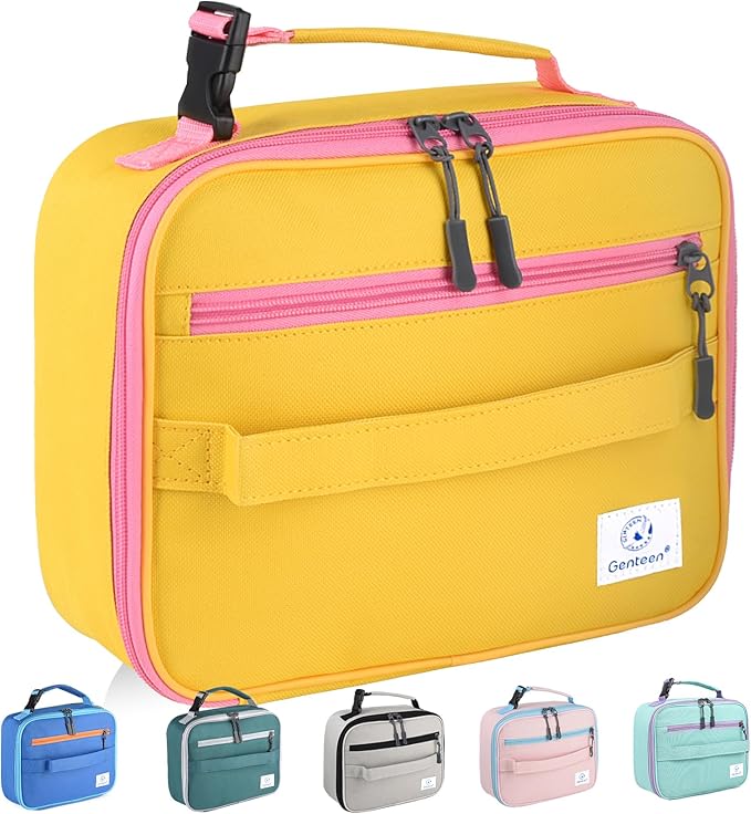 Genteen Lunch Box Lunch Bag for Kids Girls,Insulated Lunch Bag Women,Reusable Lunchbox for School,Work,Outdoor (Yellow)