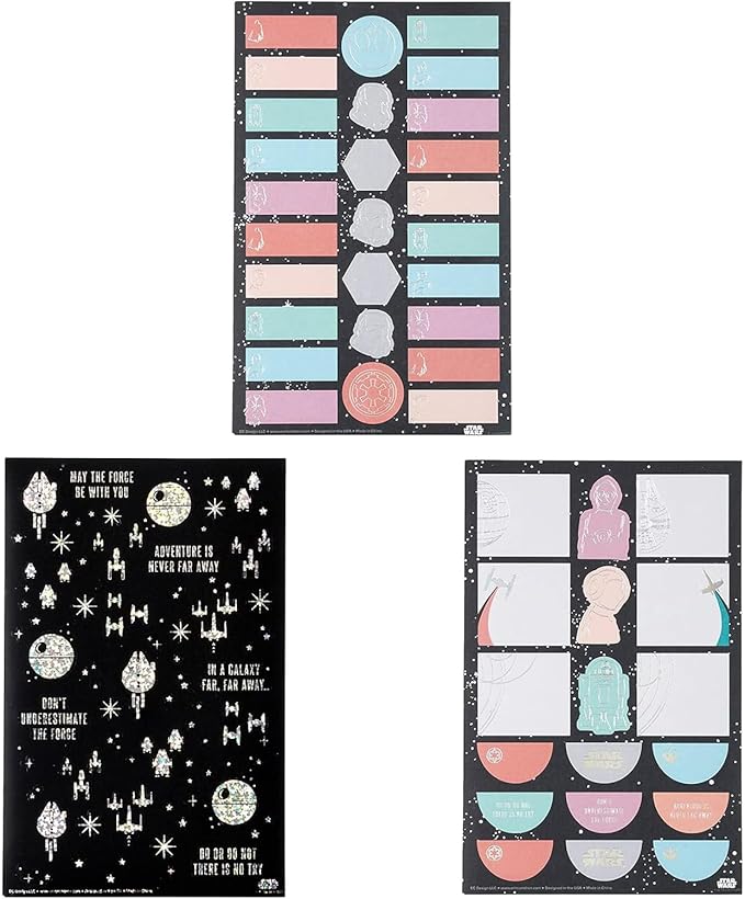 Erin Condren Star Wars Accessories Bundle, Stationery Gift Set with Sticky Note Booklet, 9-Pack Triangular Pens, Sticker Book and Sticker Trio for Journals, Planners and Creativity