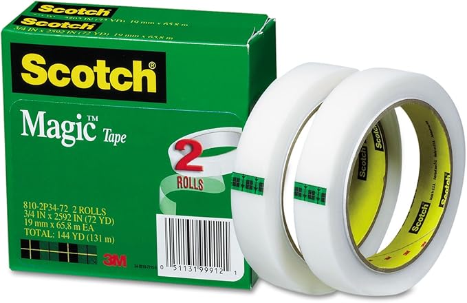 Scotch 8102P3472 Magic Tape Refill, 3/4-Inch x 2592-Inch, 3-Inch Core, 2/Pack
