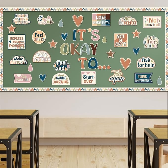 Mental Health Posters It's Okay to Boho Bulletin Board Set Therapy Offices Decor Inspirational Positive Affirmations Accents Psychology Wall Art for School Office Home Classroom Decoration Supply