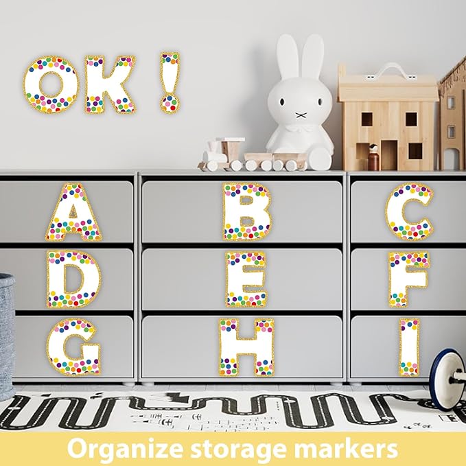 150 PCS Large 6" Bulletin Board Letters and Punctuation Set, White with Confetti Classroom Alphabet Cutout for Bulletin Board Display Home School, A Great Helper to Inspire Students' Learning Interest