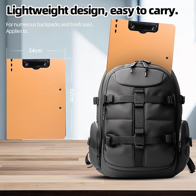 Clipboard Folder, A4 Foldable Clipboard with Horizontal and Vertical Double Metal Clips, 360 Degree Foldable Binder Clipboards with Pen Holder, File Cover Work Folder Clipboards, Orange