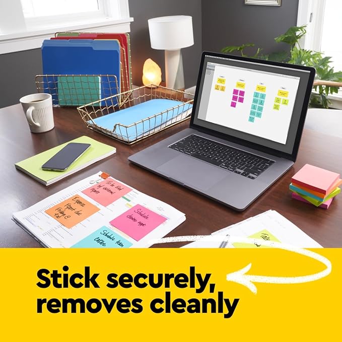 Post-it Notes, 3 in x 3 in., 18 Sticky Notes Pads, 100 Sheets per Pad, Poptimistic Collection, School Supplies and Oﬃce Products, The Original Post-it Note