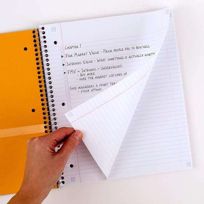 Five Star Spiral Notebook + Study App, 3 Subject, College Ruled Paper, Fights Ink Bleed, Water Resistant Cover, 8-1/2" x 11", 150 Sheets, Black (72069) (Pack of 6)