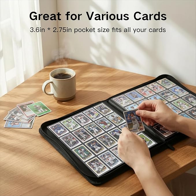 1280+ Cards 20 Pocket Card Binder Collector Card Album Trading Card Binder Ringless Trading Card Album Side Loading Compatible with TCG, Game & Sports Cards (Grey)