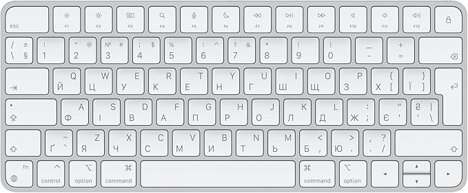 Apple Magic Keyboard: Wireless, Bluetooth, Rechargeable. Works with Mac, iPad, or iPhone; Ukrainian - White