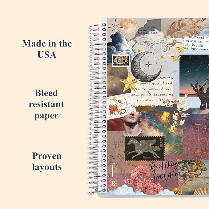 Erin Condren 8.5" x 11" Spiral Bound Dot Grid Journal Notebook, Bullet Journal with 160 Pages, Thick Paper for Planning, Sketching, Note Taking, Journaling and Organizing, Cosmic Collage