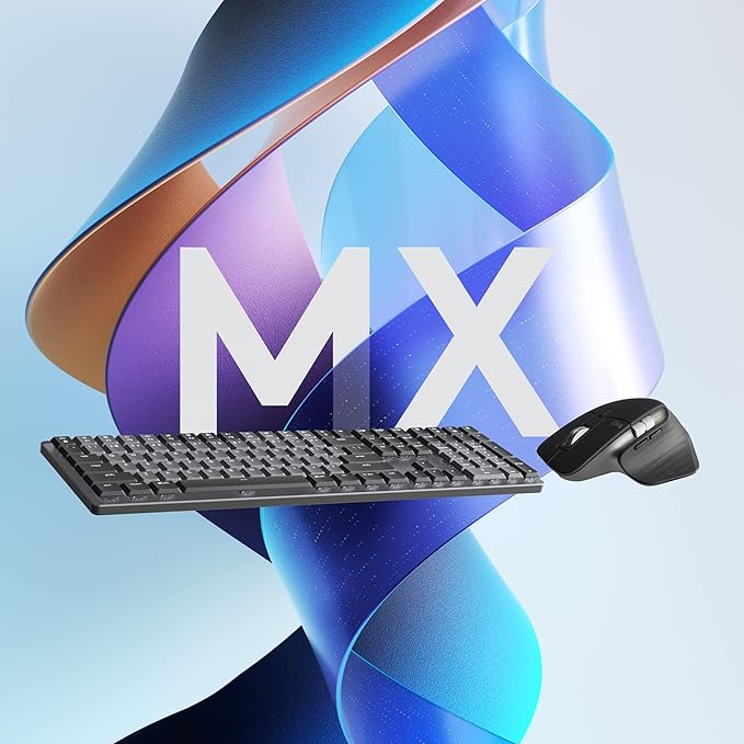 Logitech MX Mechanical Full-Size Illuminated Wireless Keyboard, Linear, and MX Master 3S Performance Wireless Bluetooth Mouse Bundle, macOS, Windows, Linux, iOS, Android