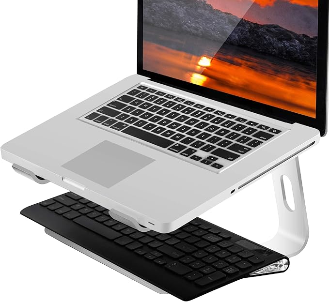 Orionstar Laptop Stand Portable Aluminum Laptop Riser Compatible with Mac MacBook Air Pro 10 to 15.6 Inch Notebook Computer, Detachable Ergonomic Elevator Holder, Silver